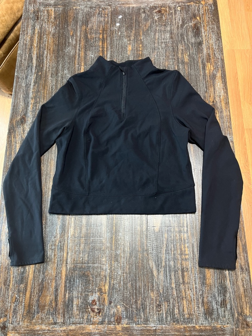 Women’s Black Running Long-Sleeve Quarter-Zip Top